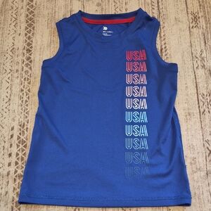 Kids Blue USA Graphic Athletic Tank Top Sz 6/7